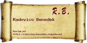 Radovics Benedek névjegykártya